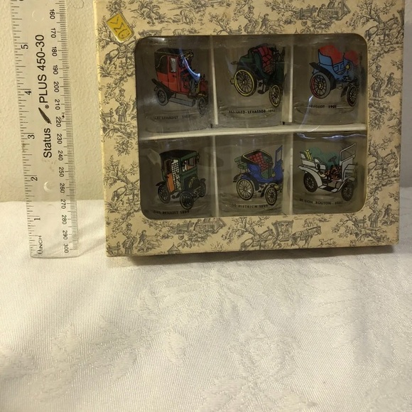 Vintage VMC Reims France Automotive Shot Glasses Cars Dietrich Renault Orig Box - Picture 3 of 10
